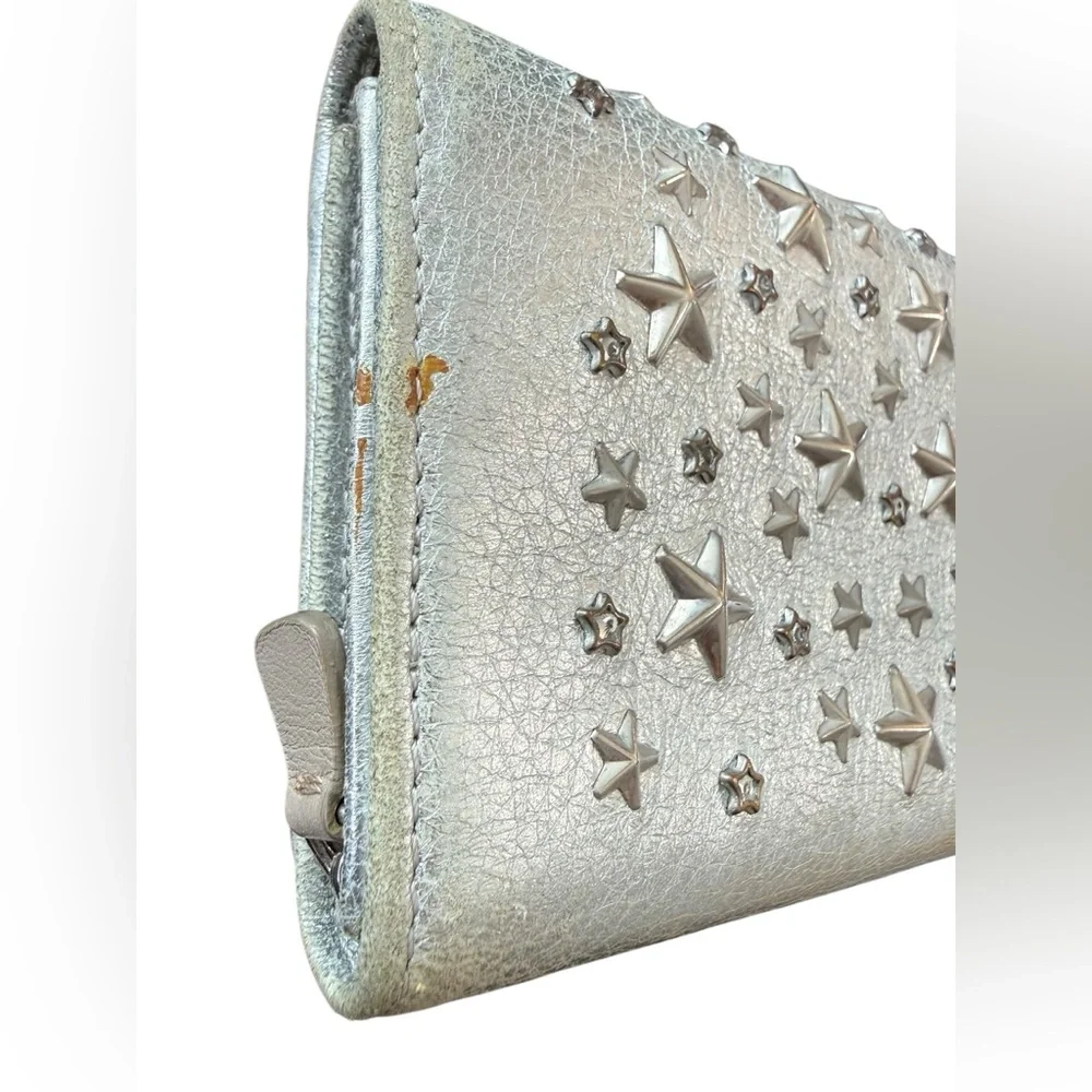 Jimmy Choo Metallic Leather wallet with interior d rings- see callouts